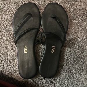 TKEES Black Strappy Leather Sandals